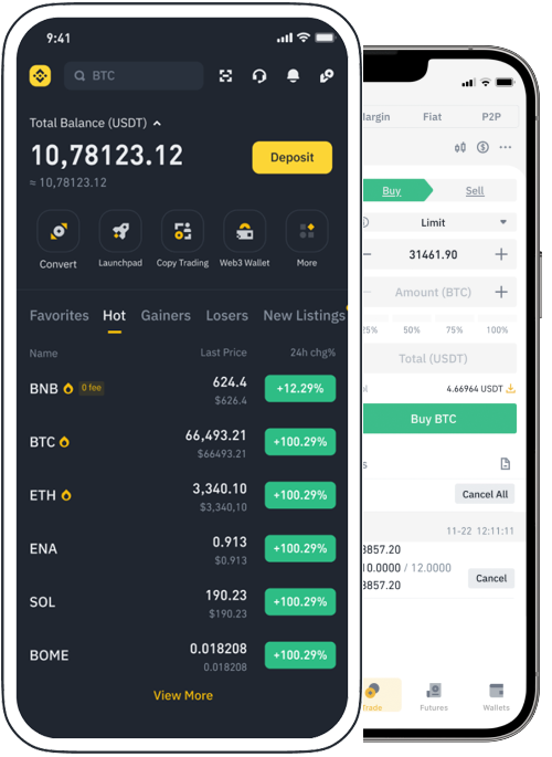 Binance官方网站APP示意图
